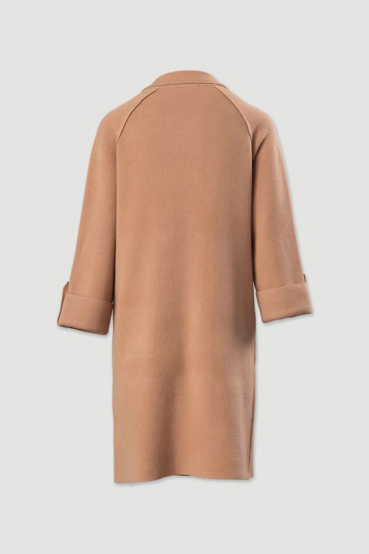 Long knit coat with front pockets