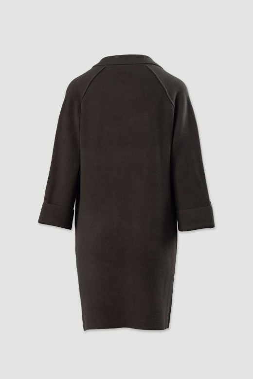 Long knit coat with front pockets Long knit coat with front pockets