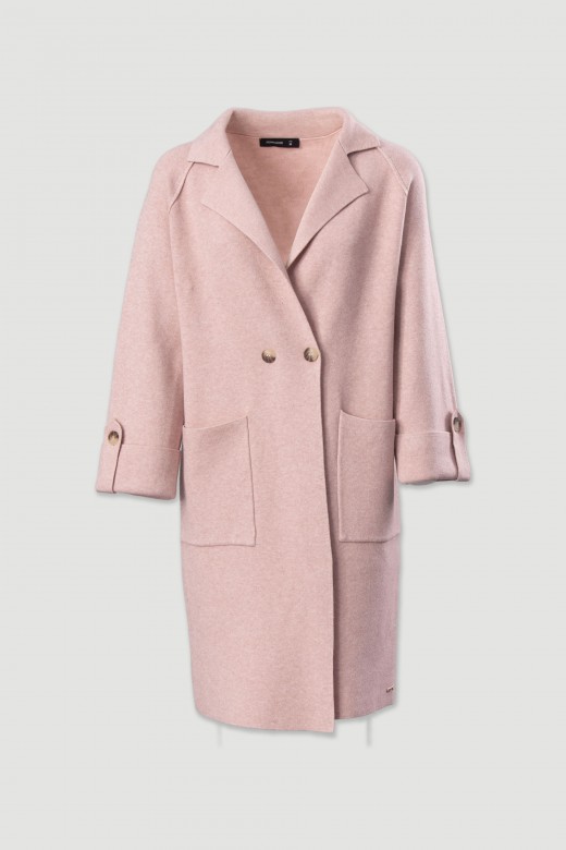 Manteau long en maille avec poches avant