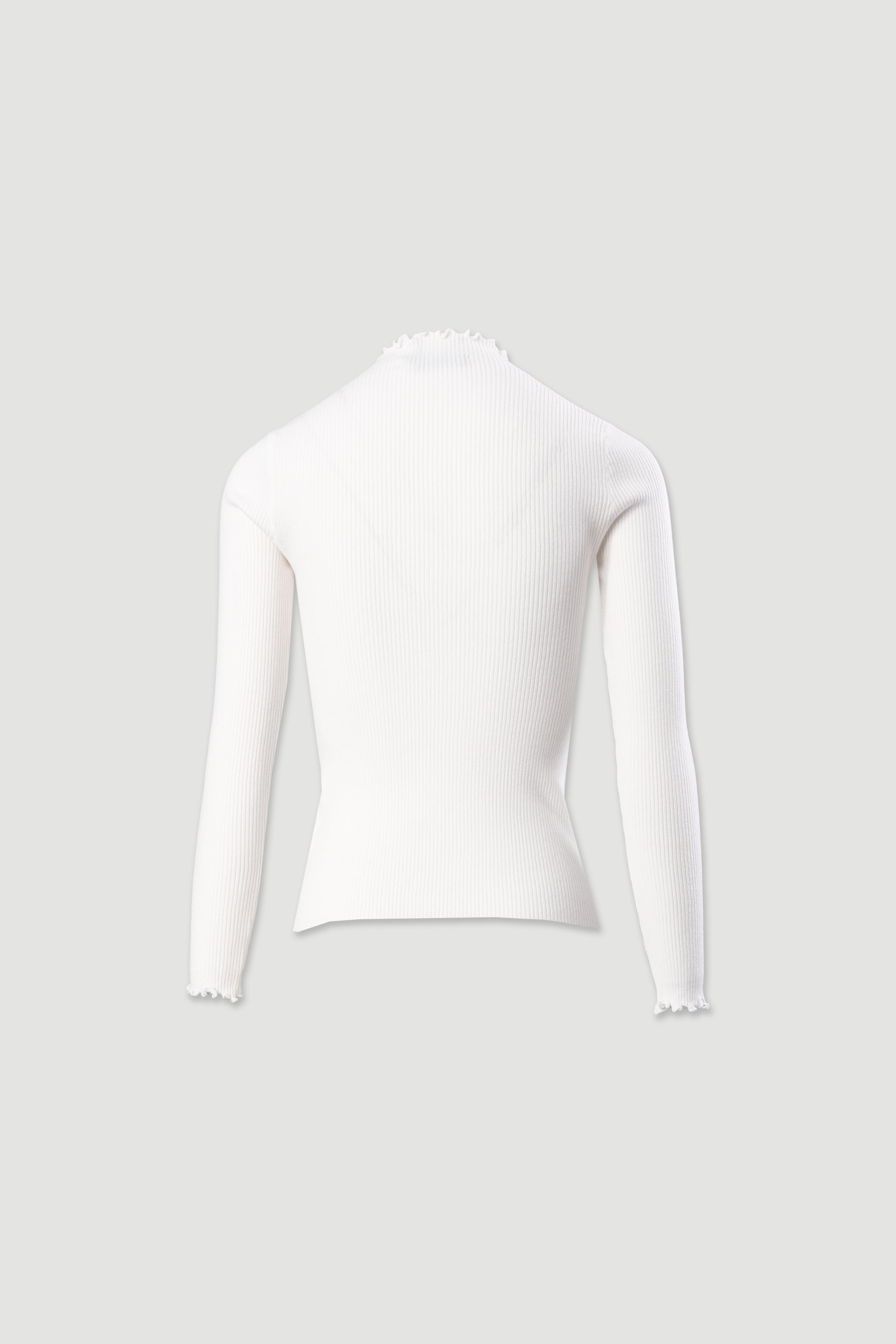 Camisola canelada com gola em acabamento ondulado