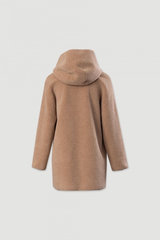 Manteau rversible  capuche en sudine et effet mouton