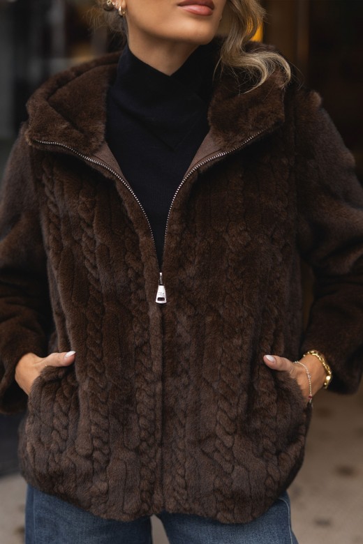 Manteau en fausse fourrure à effet tressé Manteau en fausse fourrure à effet tressé