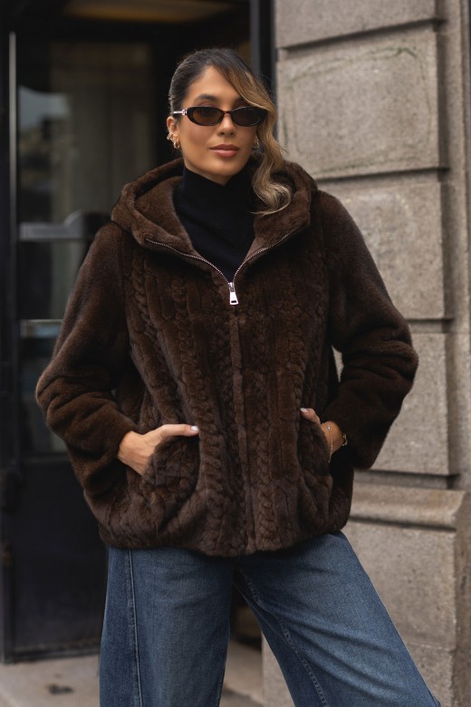 Manteau en fausse fourrure à effet tressé Manteau en fausse fourrure à effet tressé