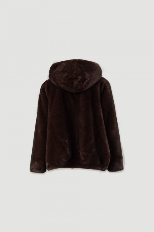 Manteau en fausse fourrure à effet tressé Manteau en fausse fourrure à effet tressé