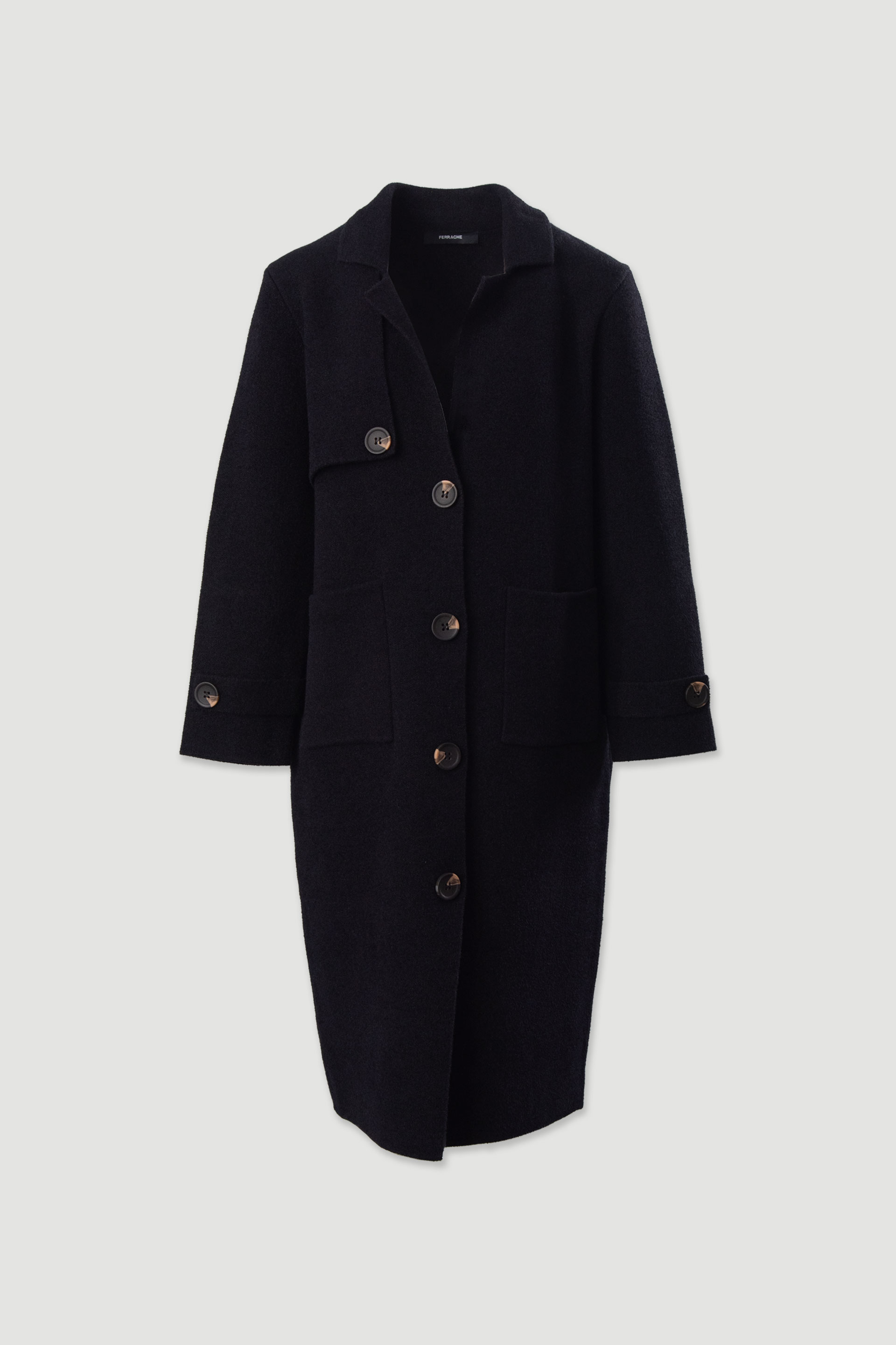 Manteau long en maille avec boutons