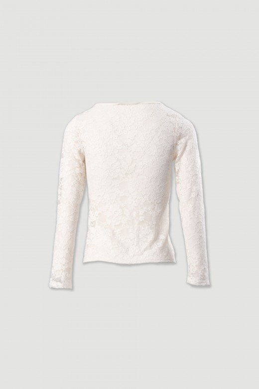 Camiseta de encaje con escote en v Camiseta de encaje con escote en v