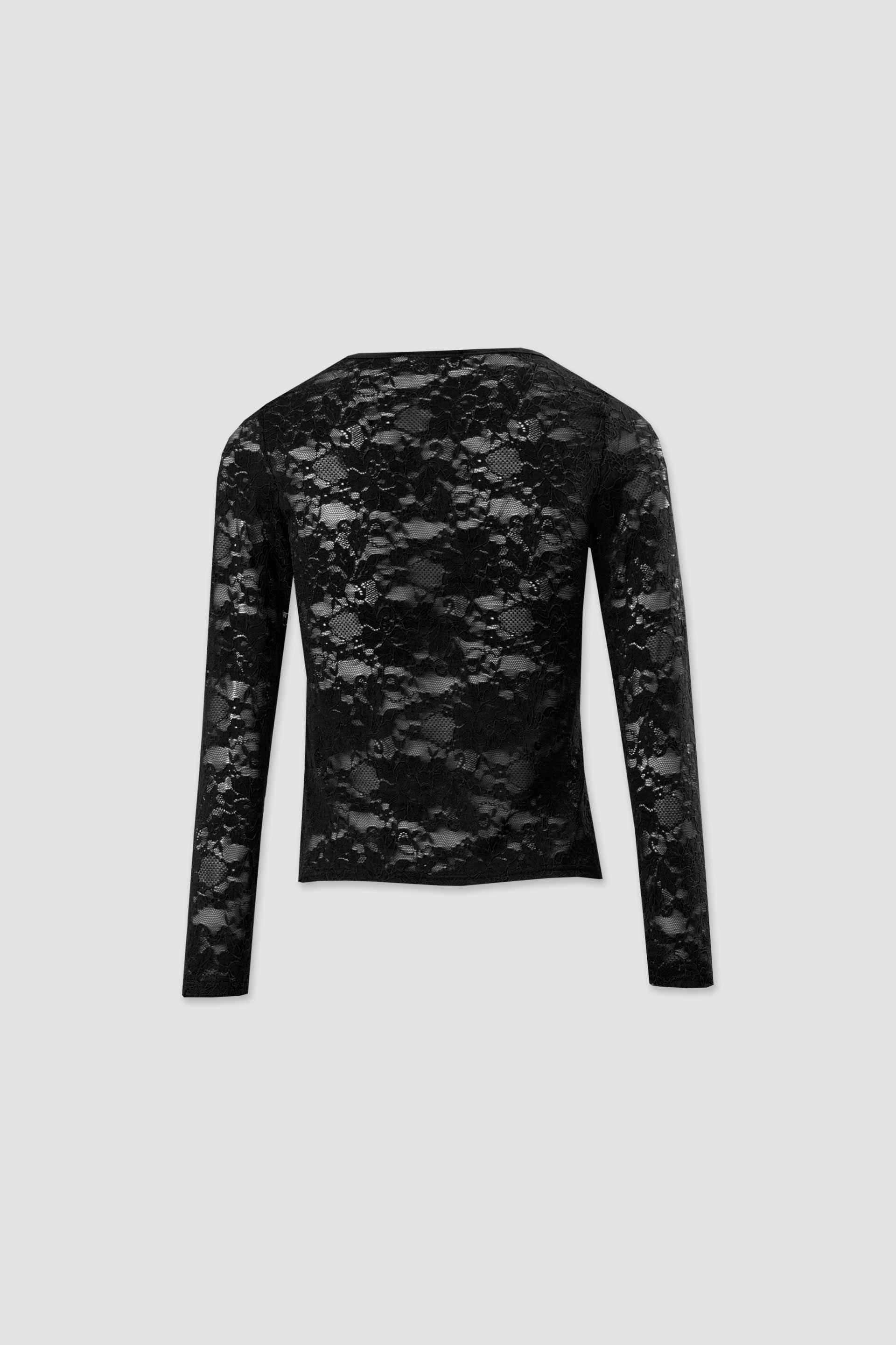 Camiseta de encaje con escote en v