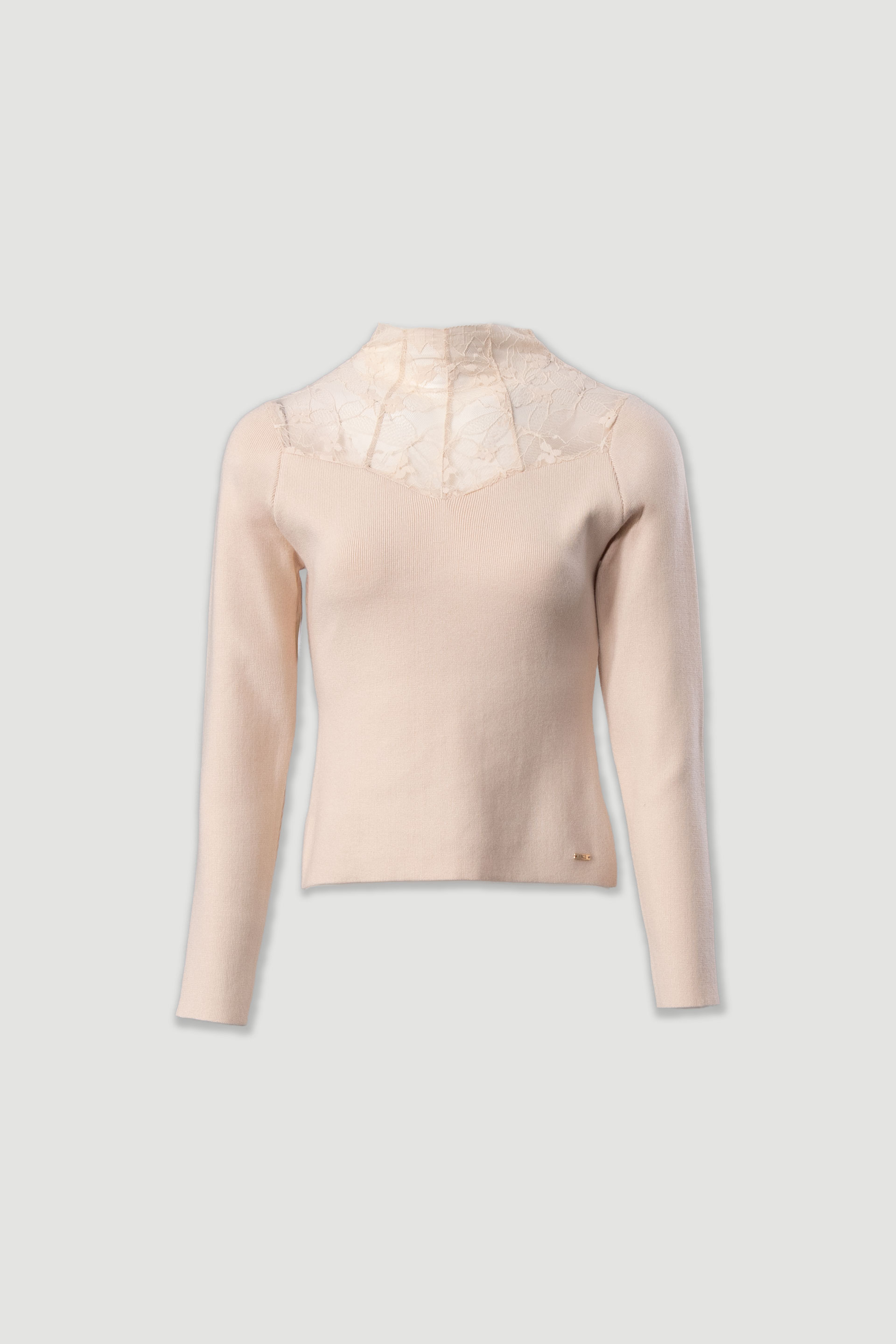 Camisola de malha com renda no decote