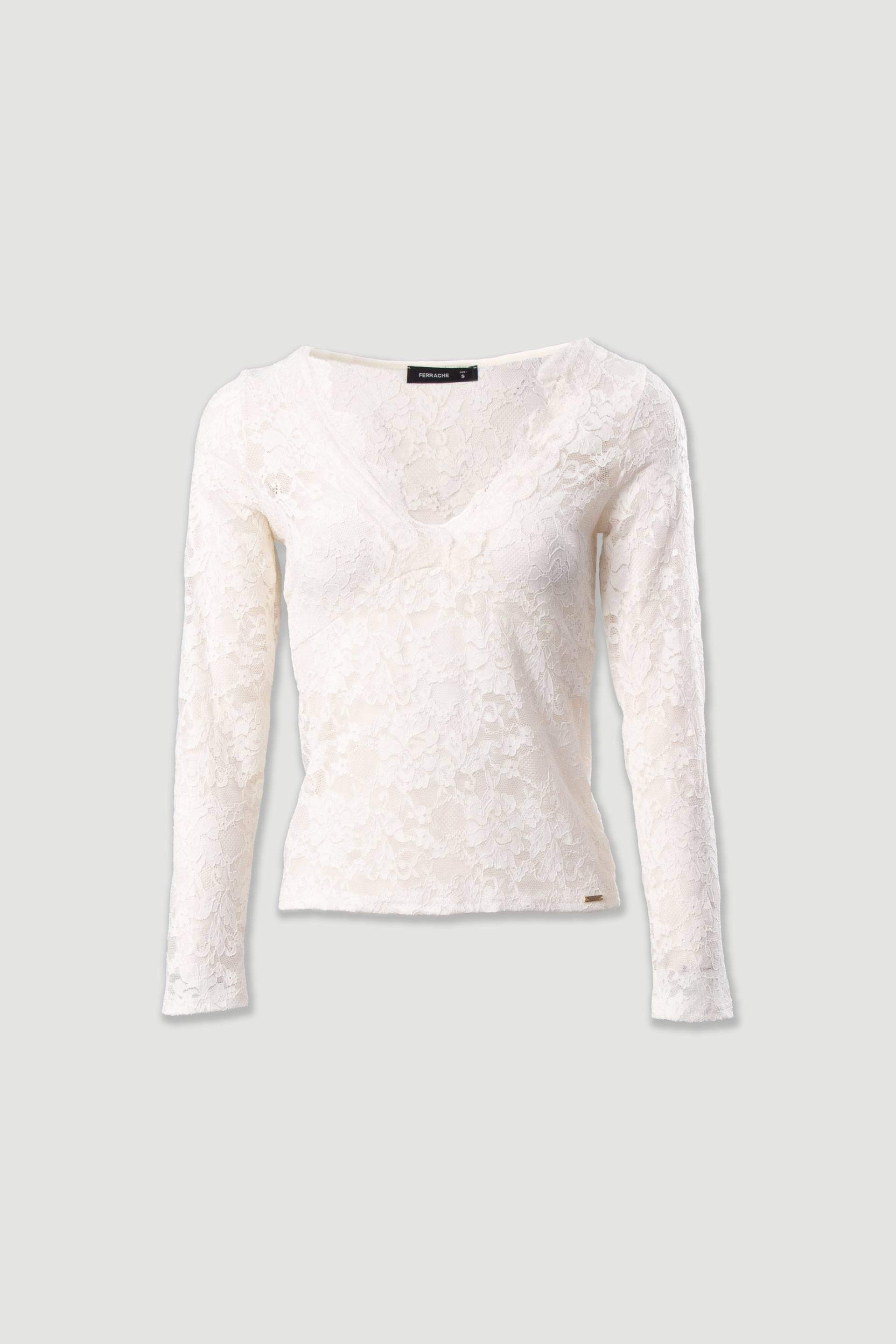 Camiseta de encaje con escote en v