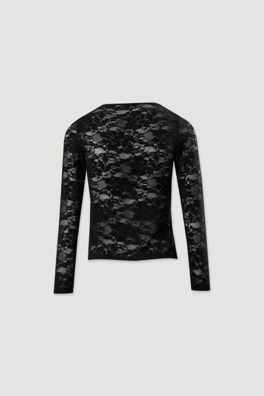 Camiseta de encaje con escote en v Camiseta de encaje con escote en v