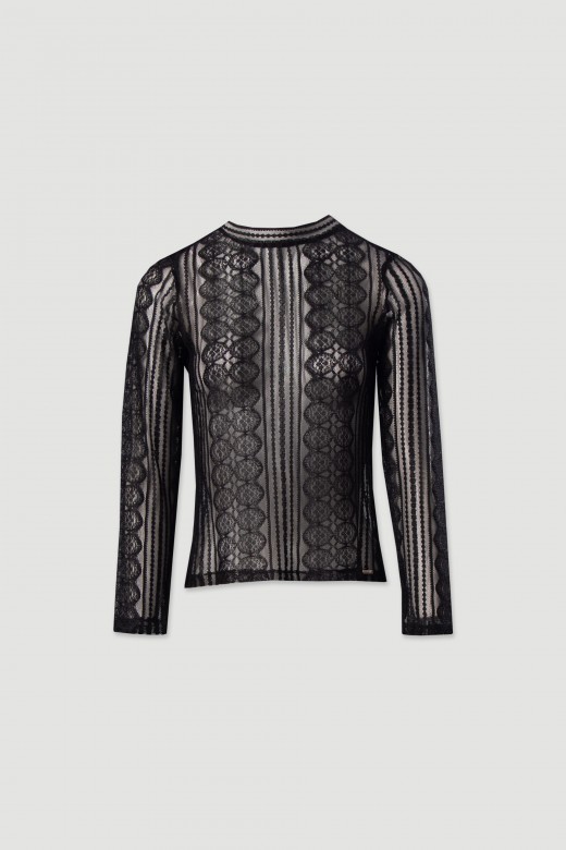 Camisola de renda com manga comprida