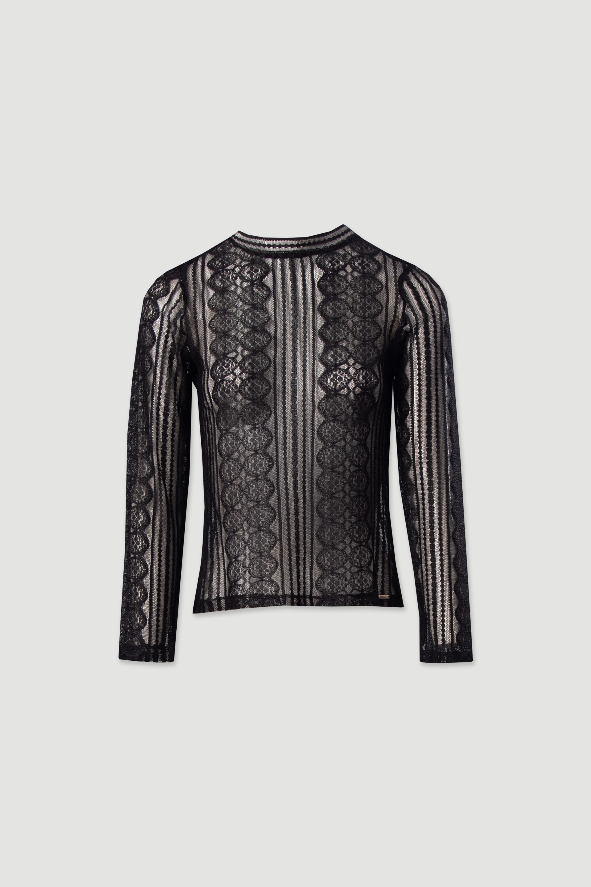 Camisola de renda com manga comprida