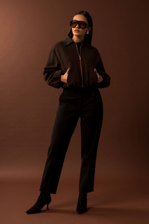 Short wool-blend bomber jacket Short wool-blend bomber jacket