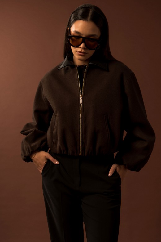 Short wool-blend bomber jacket Short wool-blend bomber jacket