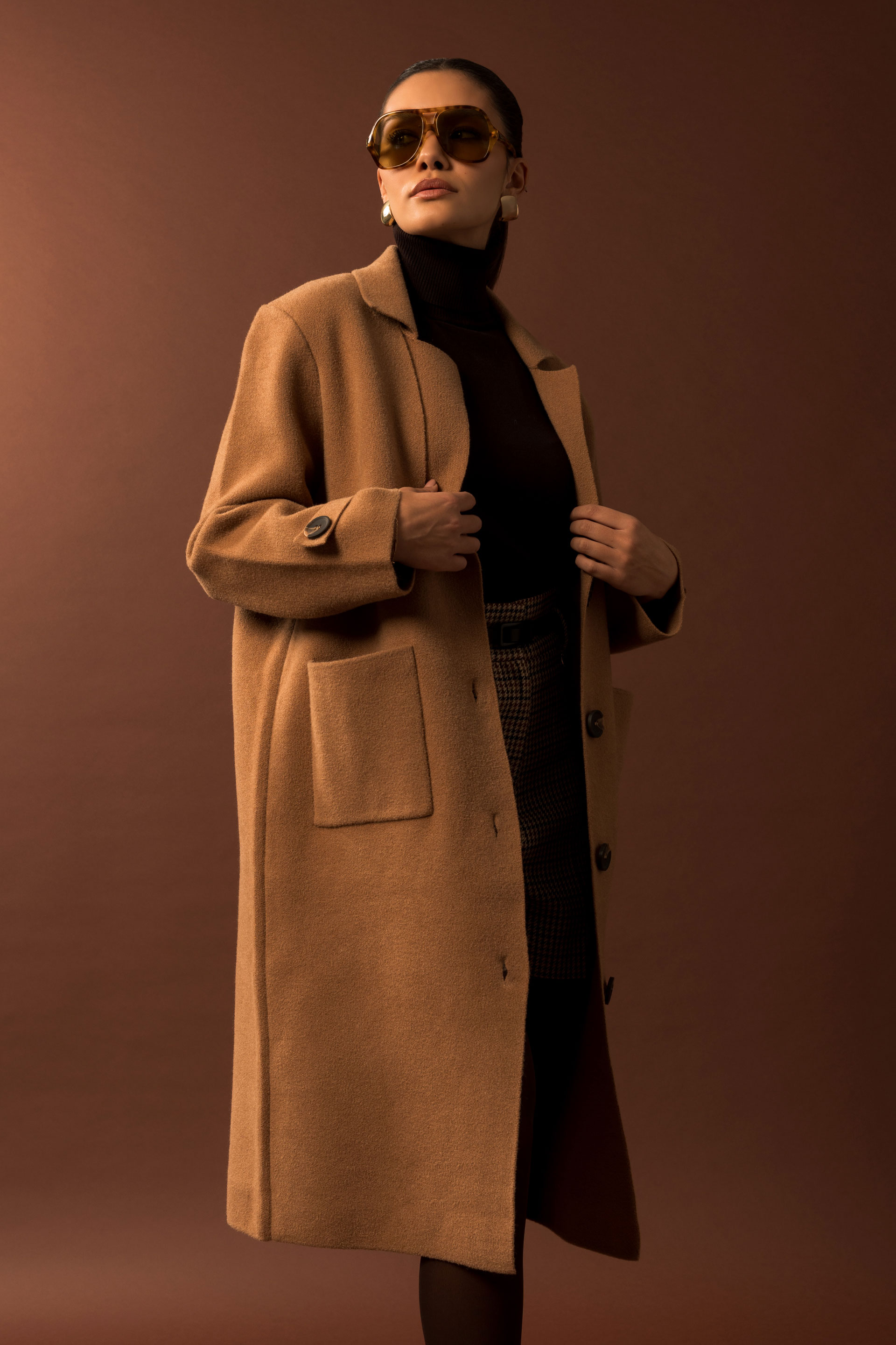 Casaco de malha comprido com botões