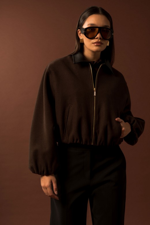 Short wool-blend bomber jacket Short wool-blend bomber jacket