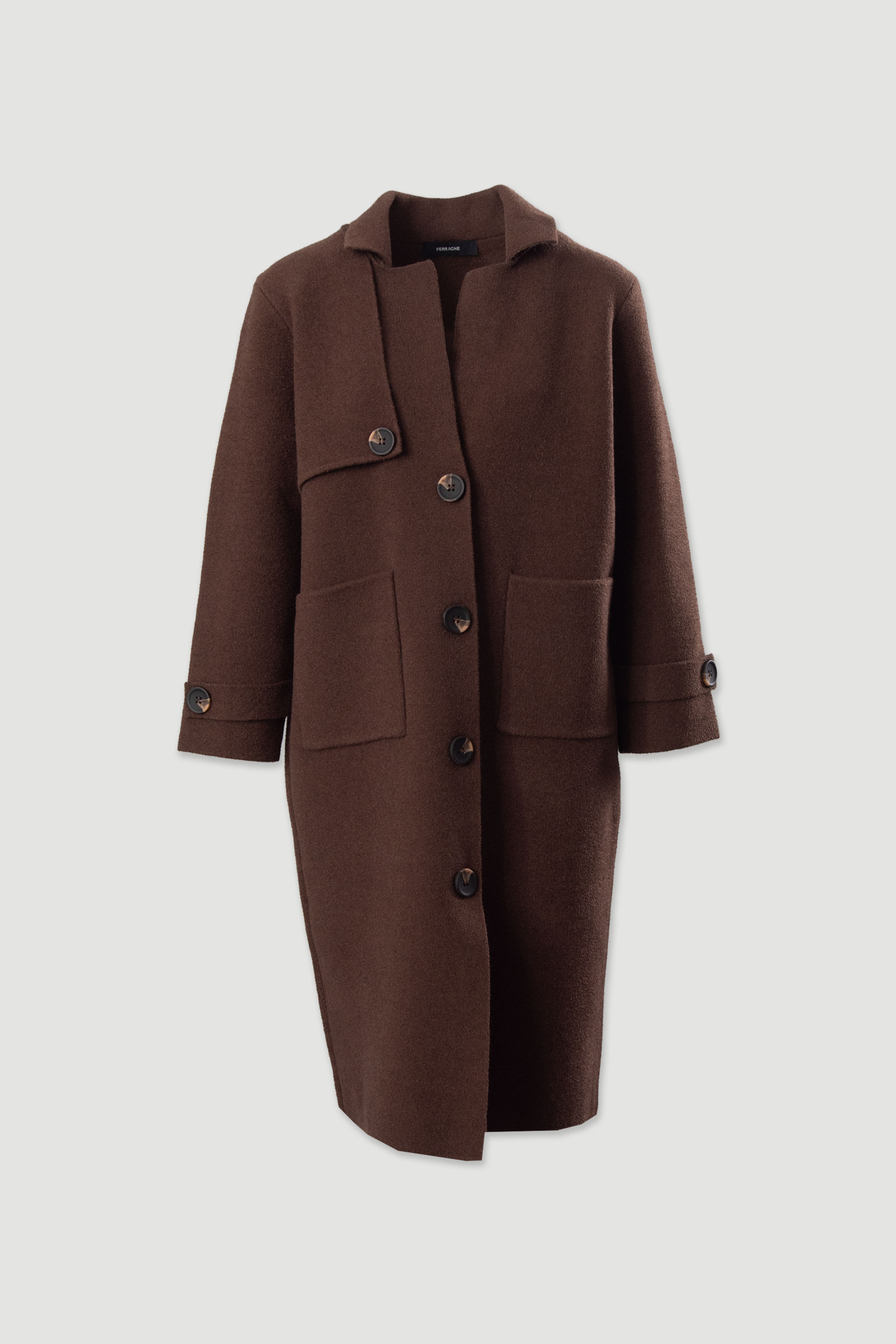 Casaco de malha comprido com botões