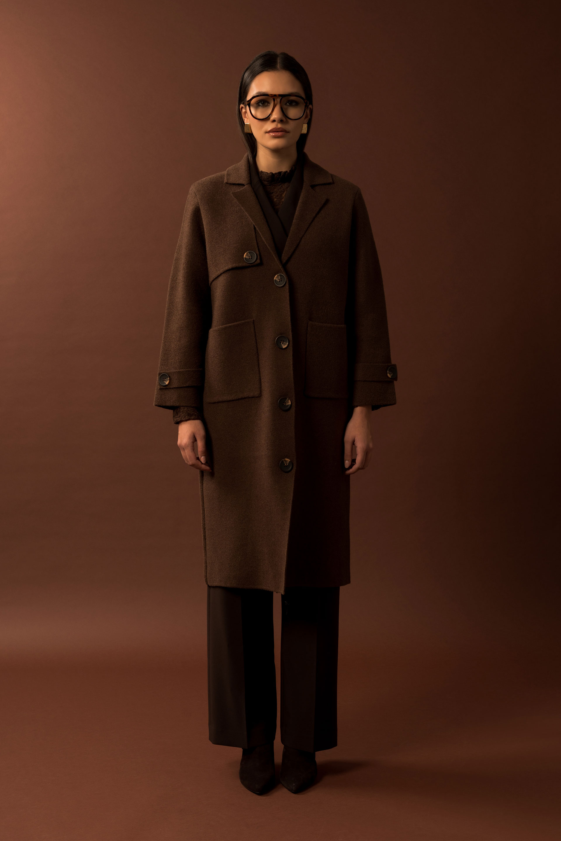 Casaco de malha comprido com botões