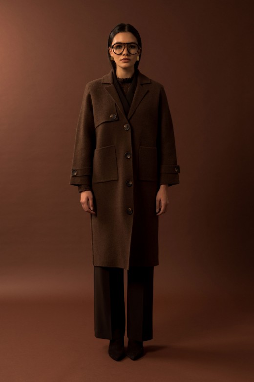 Casaco de malha comprido com botões Casaco de malha comprido com botões