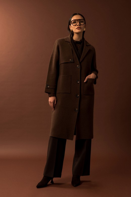 Casaco de malha comprido com botões Casaco de malha comprido com botões