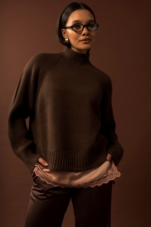 Jersey de punto acanalado con cuello alto Jersey de punto acanalado con cuello alto