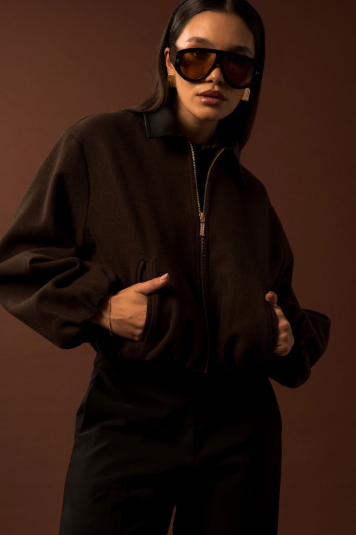 Short wool-blend bomber jacket Short wool-blend bomber jacket