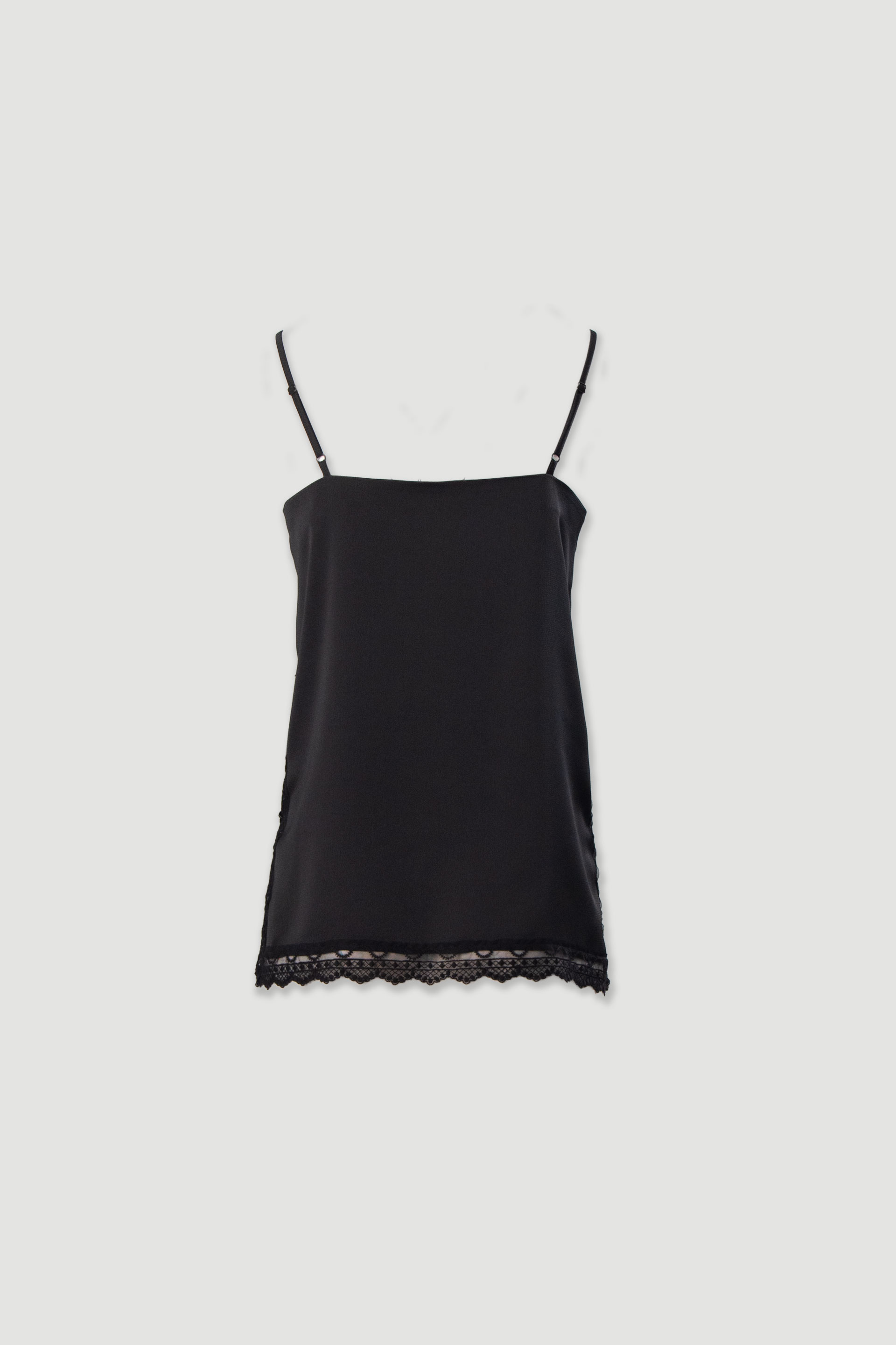 Top de alças acetinado com detalhe em renda