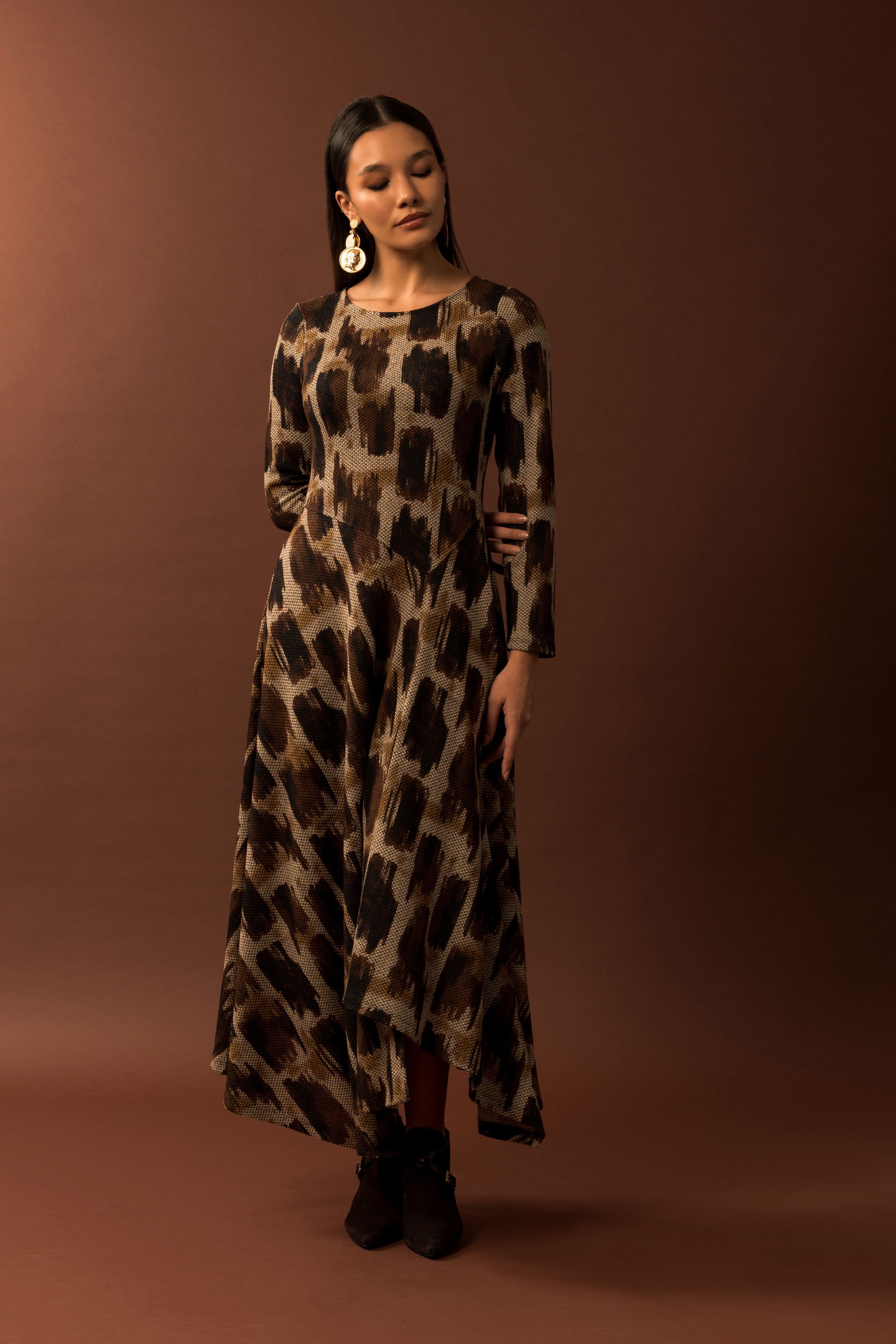 Asymmetric printed dress