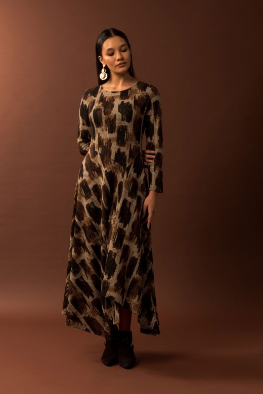 Asymmetric printed dress