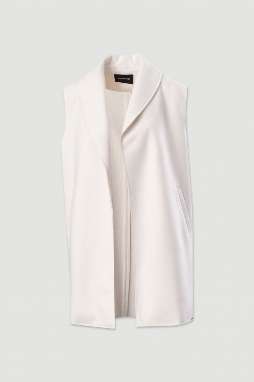 Chaleco largo con cuello amplio Chaleco largo con cuello amplio