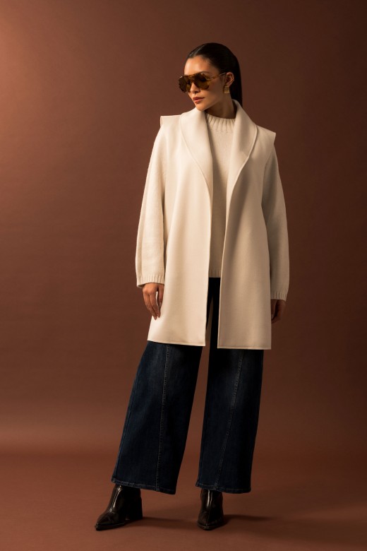 Chaleco largo con cuello amplio Chaleco largo con cuello amplio