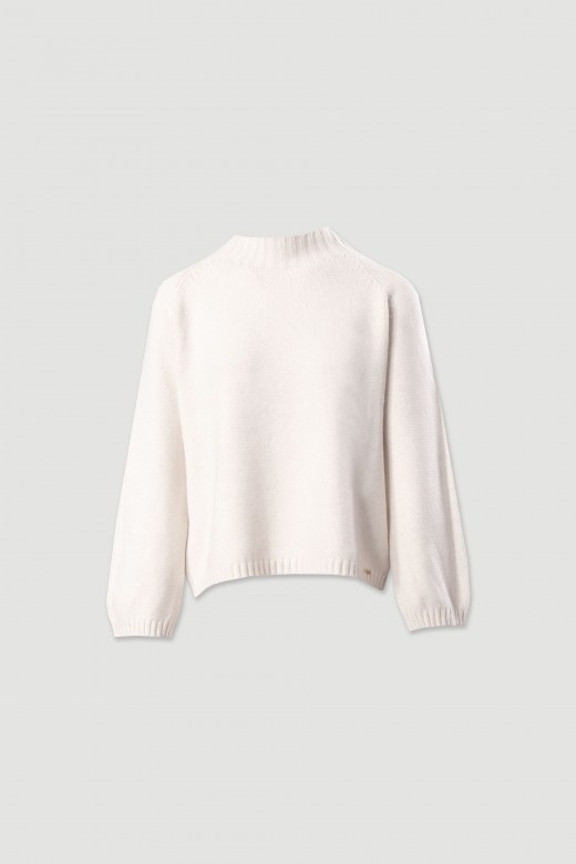 Camisola de malha fluida com meia gola Camisola de malha fluida com meia gola