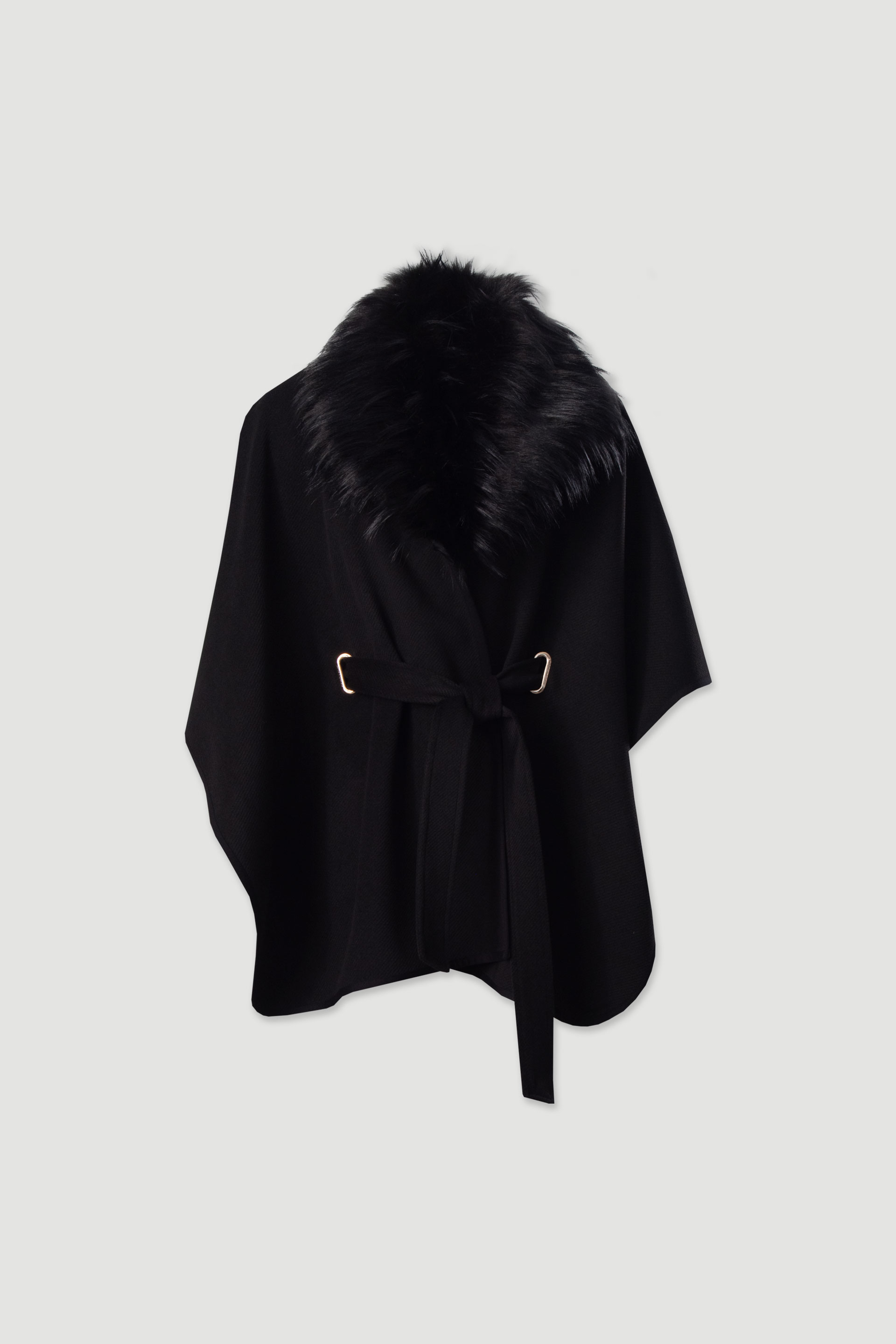 Cape with faux fur collar