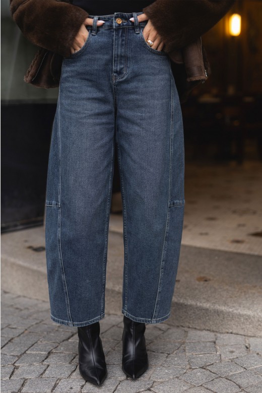 Jeans balloon em algodão com recortes Jeans balloon em algodão com recortes