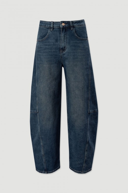 Jeans balloon em algodão com recortes Jeans balloon em algodão com recortes