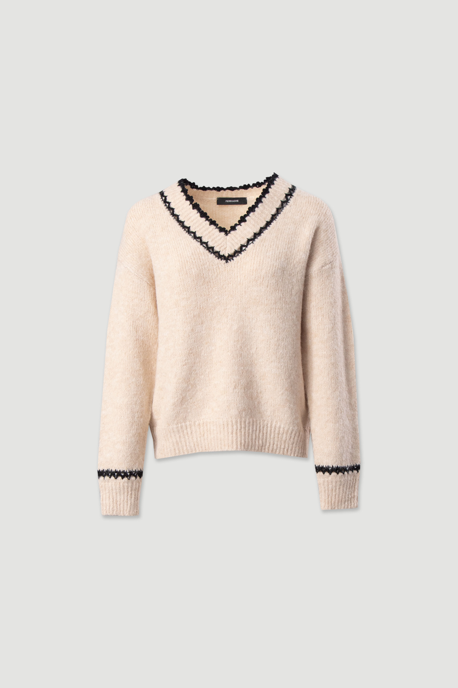 Jersey con cuello en v y detalle en contraste