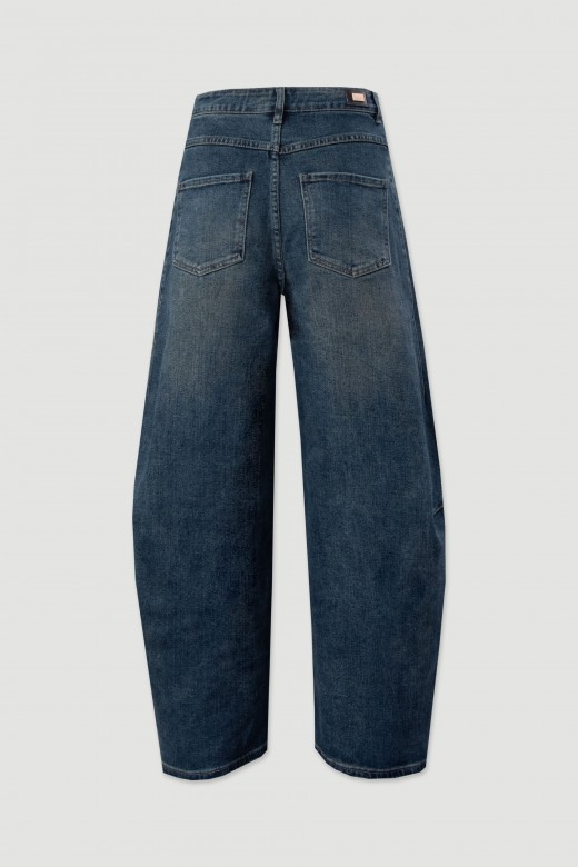 Jeans balloon em algodão com recortes Jeans balloon em algodão com recortes