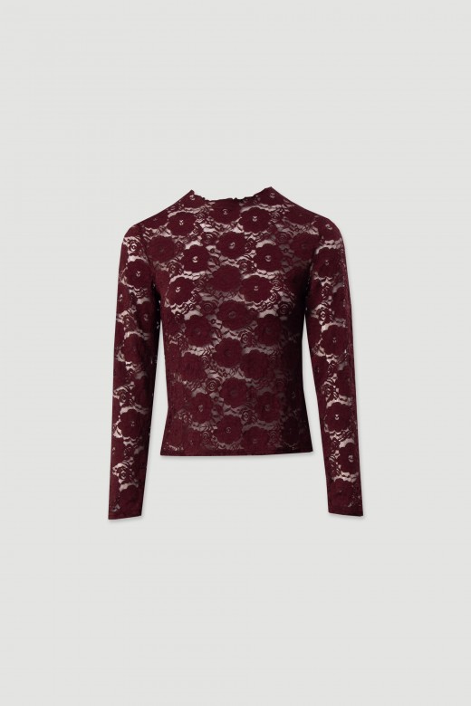 Camisola em renda com manga comprida Camisola em renda com manga comprida