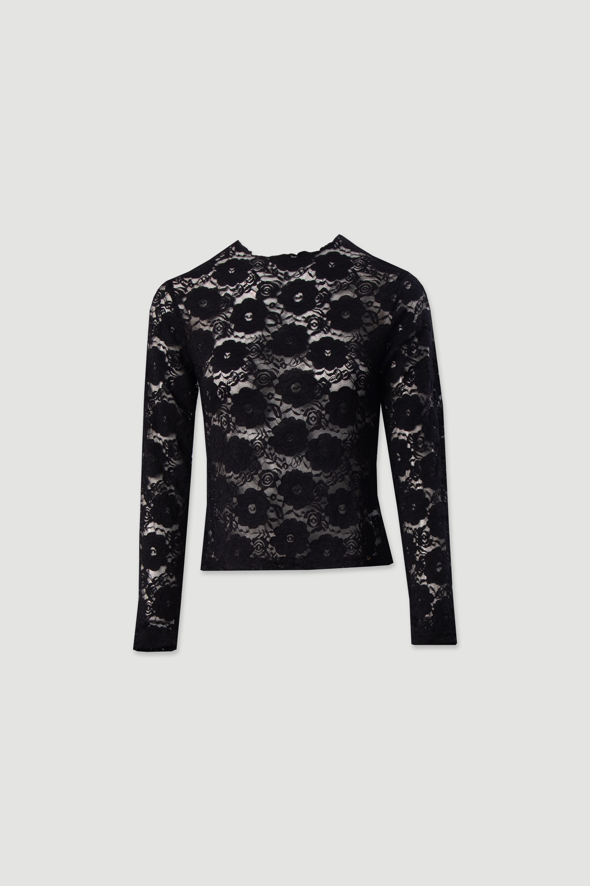 Camisola em renda com manga comprida