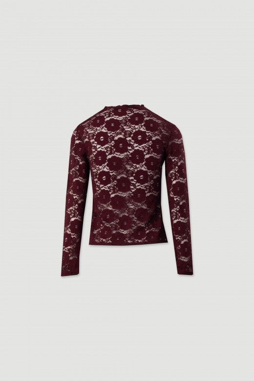 Camisola em renda com manga comprida Camisola em renda com manga comprida