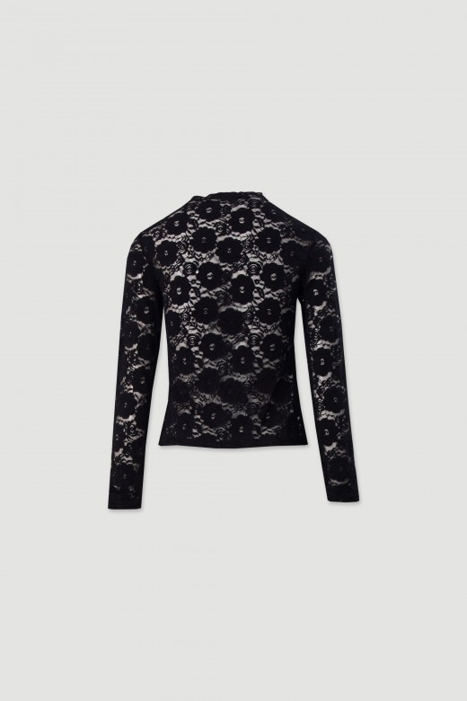 Camisola em renda com manga comprida