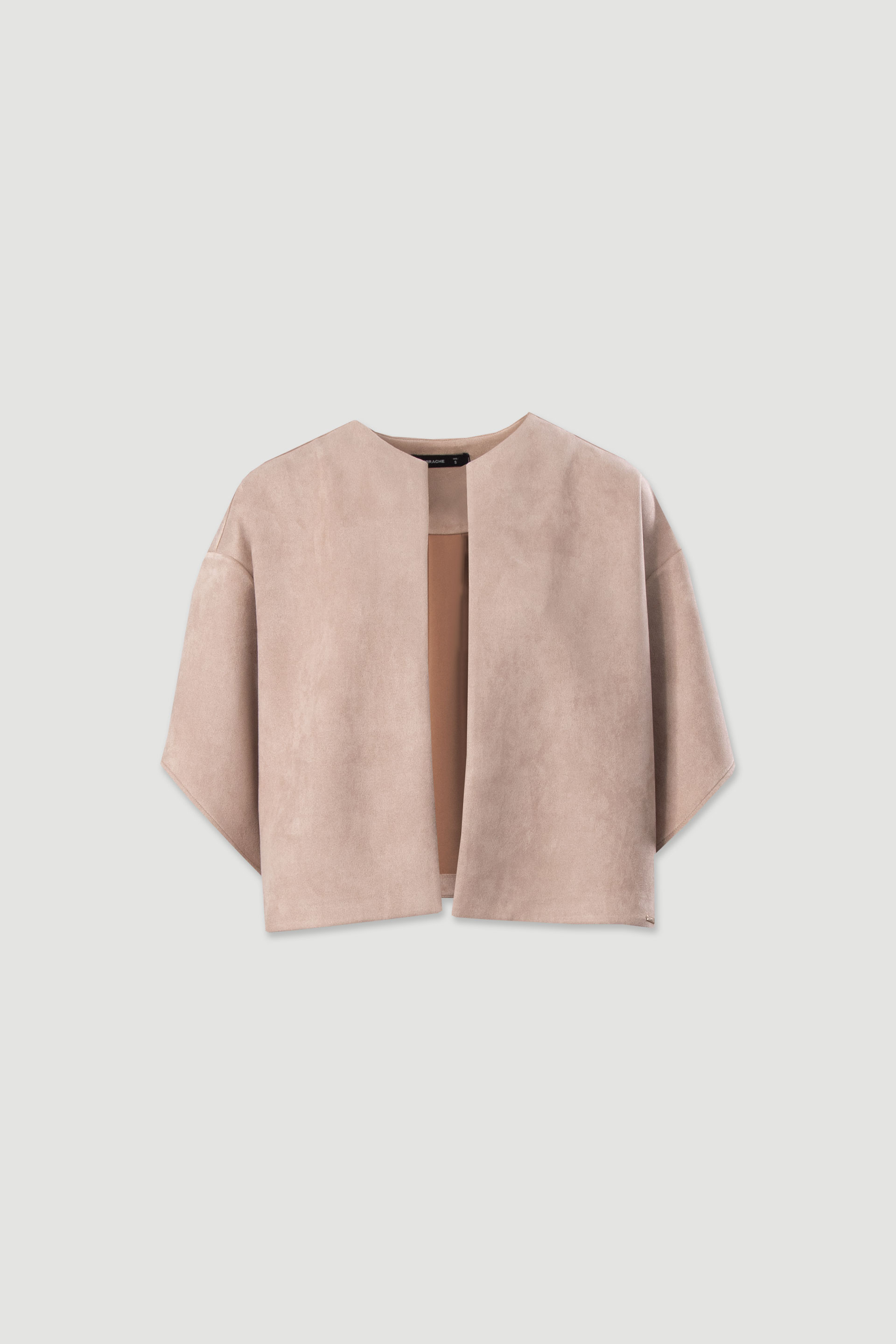 Chaqueta corta de tejido con efecto piel de melocotón