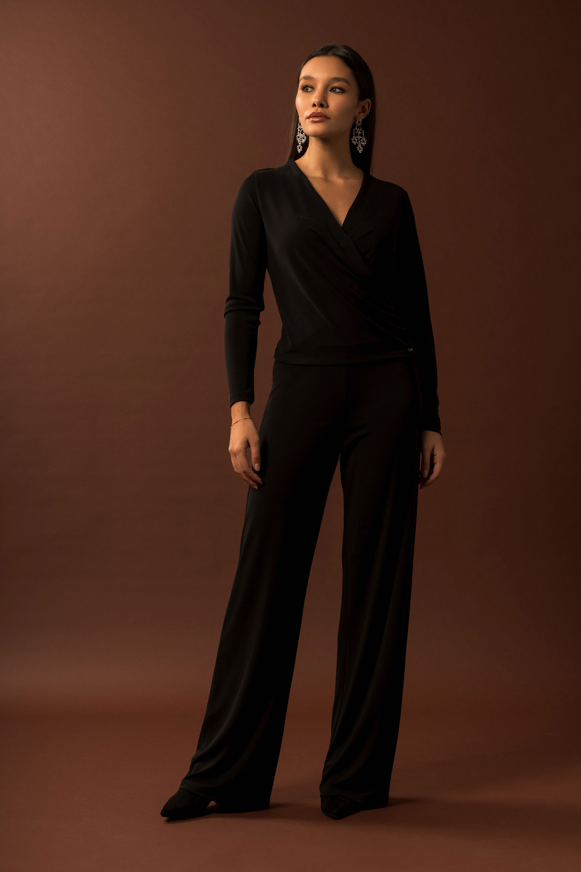 Calça wide leg em malha