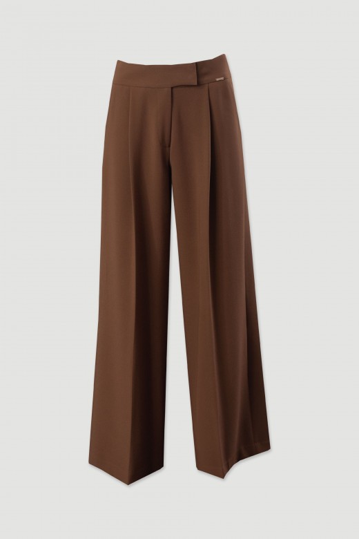 Cala clssica wide leg de cintura subida