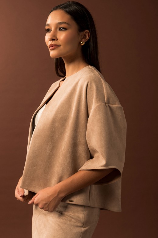 Veste courte en tissu effet peau de pêche Veste courte en tissu effet peau de pêche