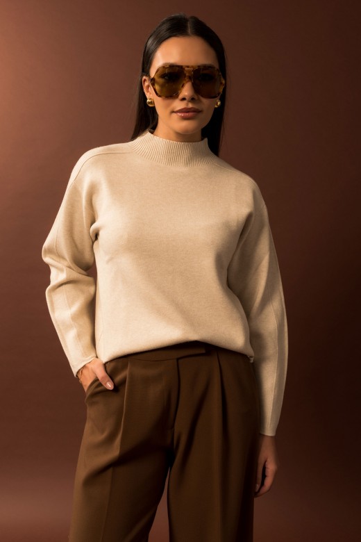 Camisola de malha com ombros descaídos Camisola de malha com ombros descaídos