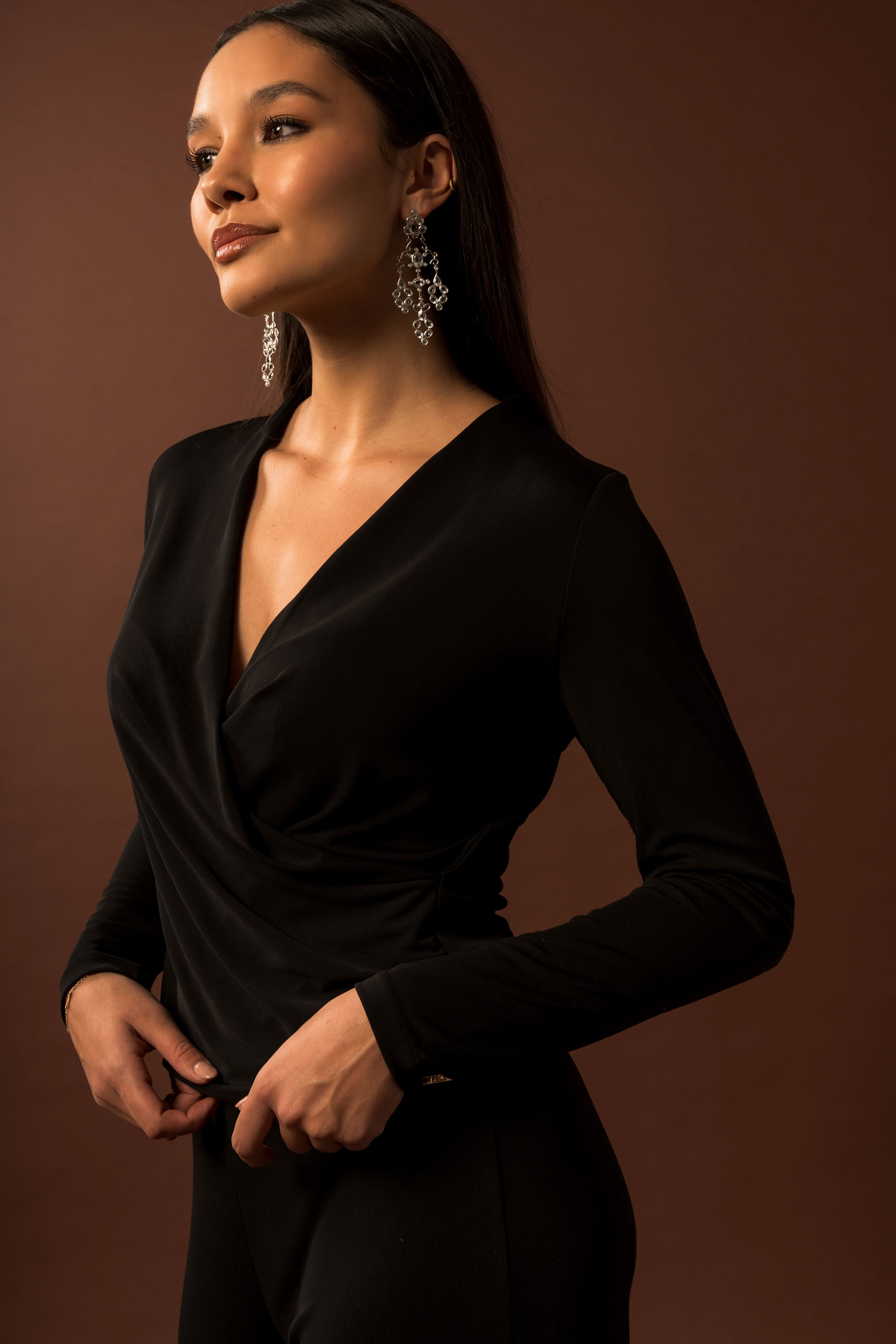 Knitted jumper with wrap neckline