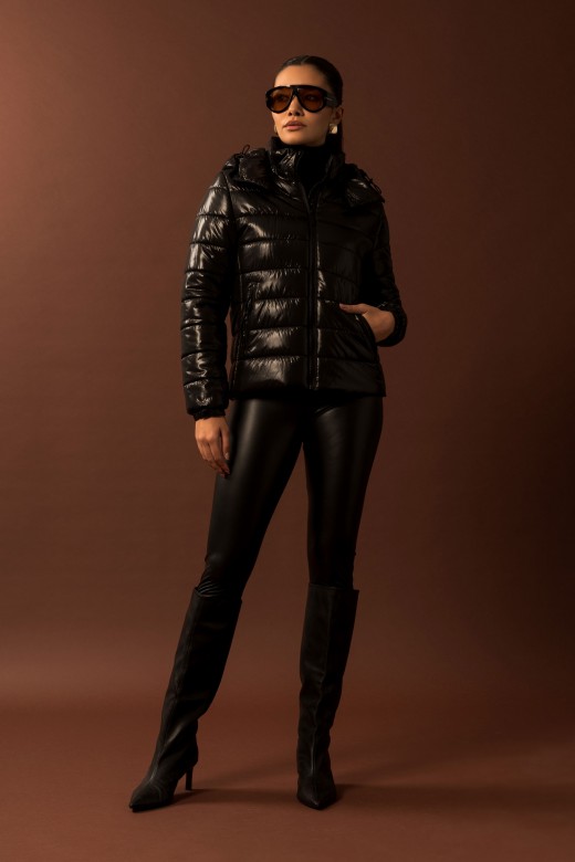 Fleece-lined faux leather leggings