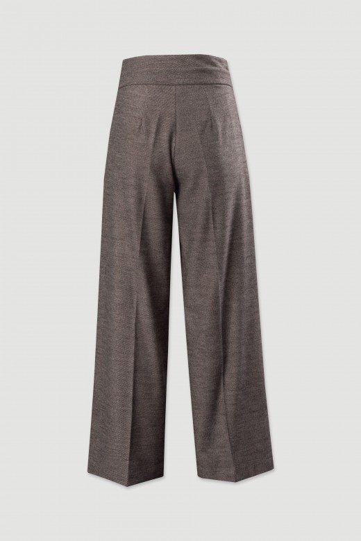 Pantalon à jambe large taille haute avec détail métallique Pantalon à jambe large taille haute avec détail métallique