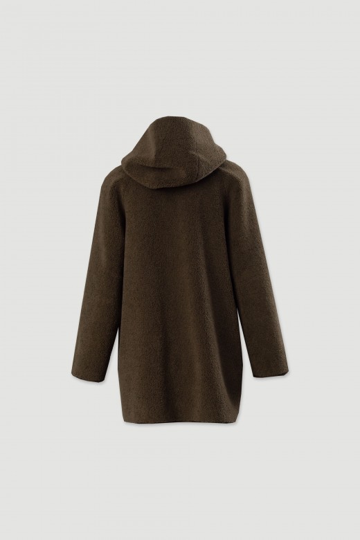 Manteau rversible  capuche en sudine et effet mouton